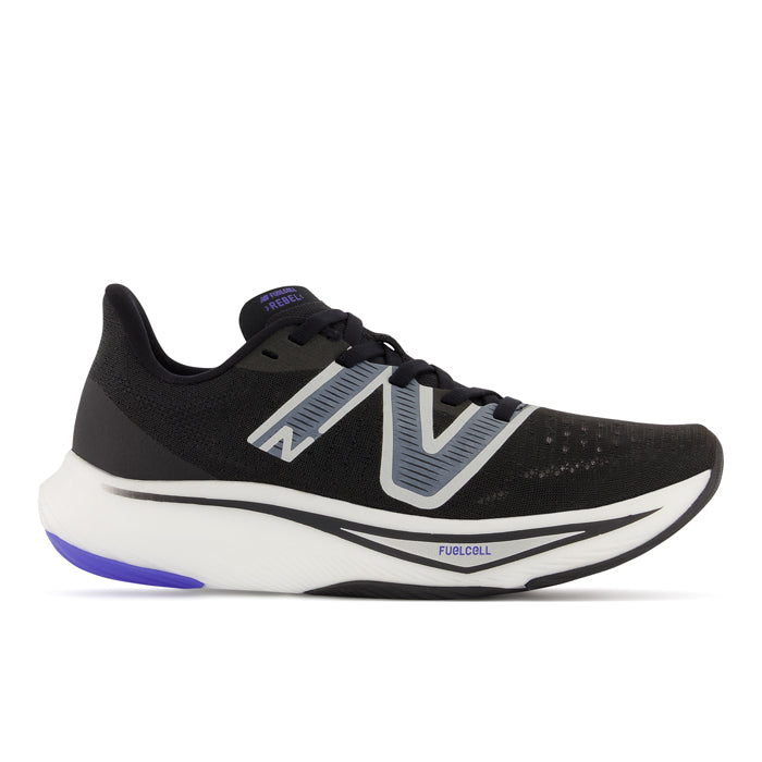 Women's New Balance FuelCell Rebel V2, Black/Aura/Vibrant Spring Glo, 6 B Medium