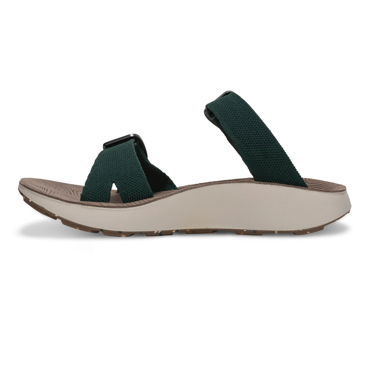Side profile of Tread Labs Salinas Slide sandal in Ivy green showing lightweight cushioned outsole