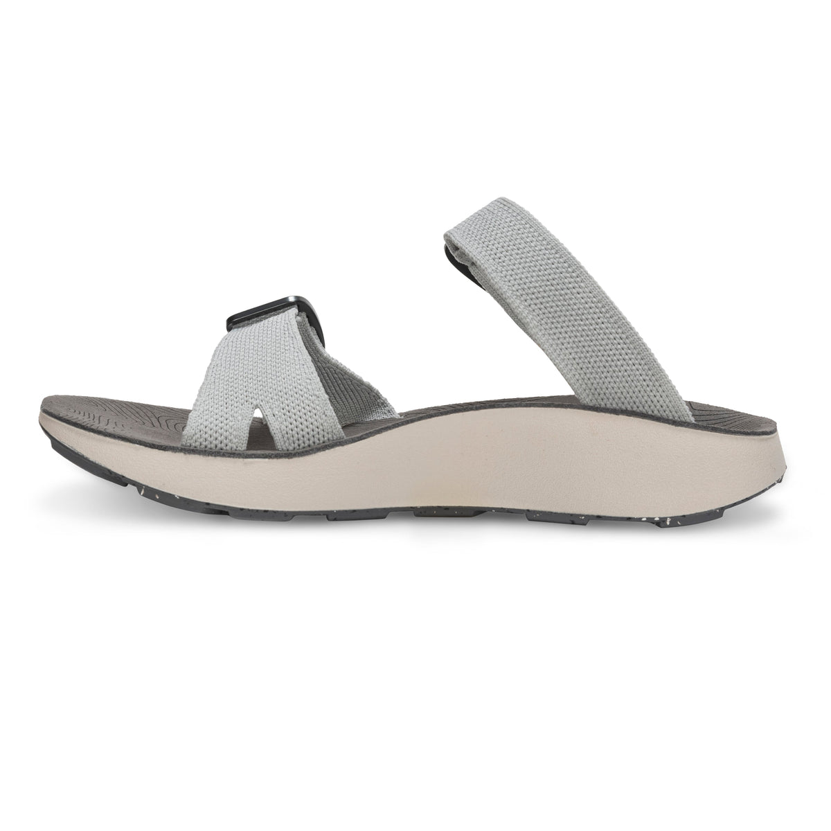 Side profile of Tread Labs Salinas Slide sandal in Mirage grey showing lightweight cushioned outsole
