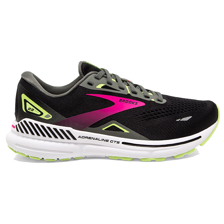 Women's Brooks Adrenaline GTS 23, Black/Gunmetal/Sharp Green, 6.5 2A Narrow