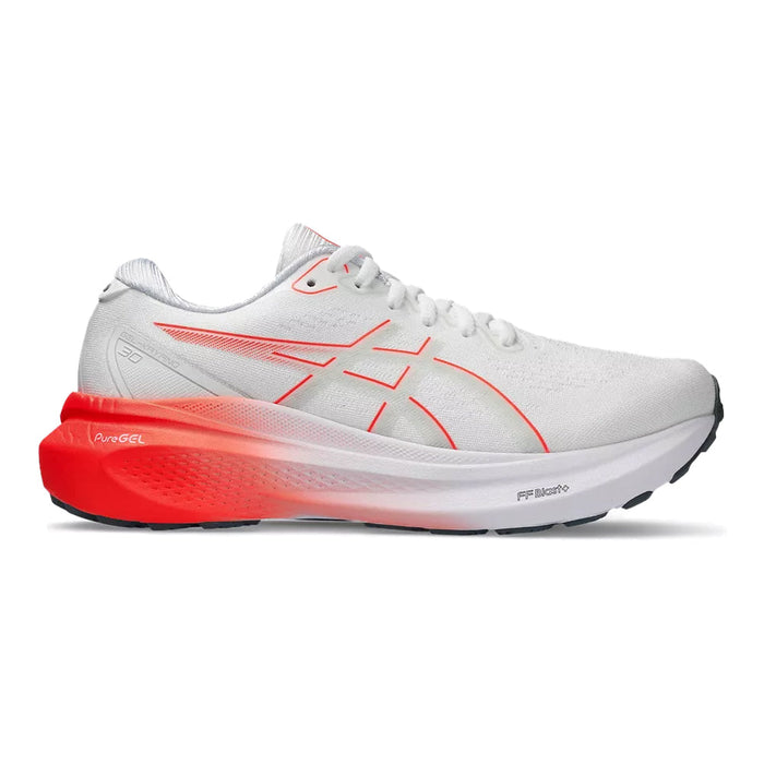 Women's Asics Gel-Kayano 30, White/Sunrise Red, 6 B Medium