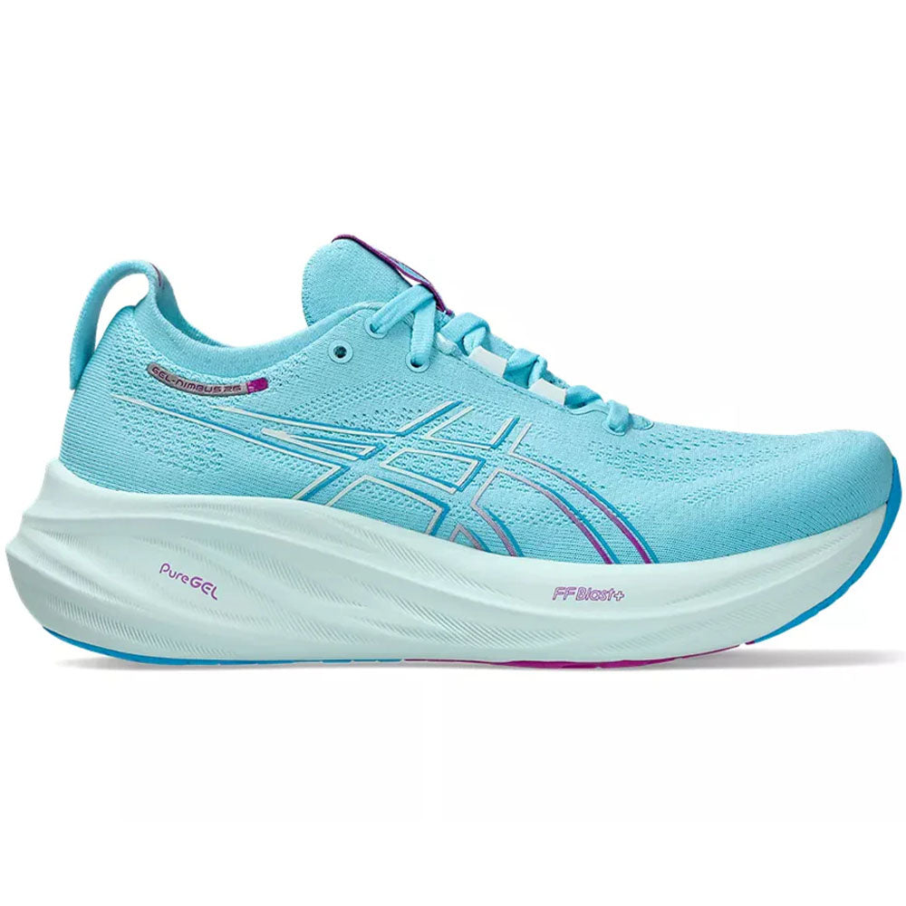 Women's Asics Gel-Nimbus 26, Bright Cyan/Bold Magenta, 8 B Medium