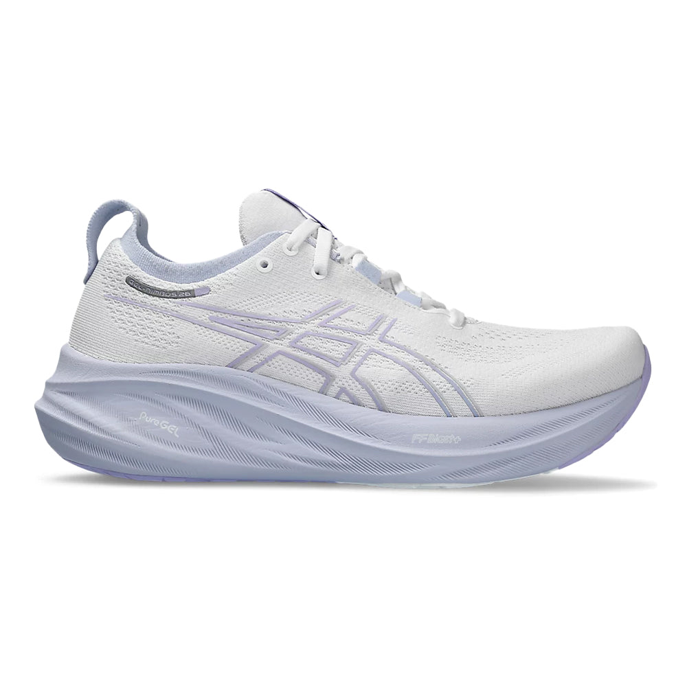 Women's Asics GEL-Nimbus 26, White/Fresh Air, 11 B Medium