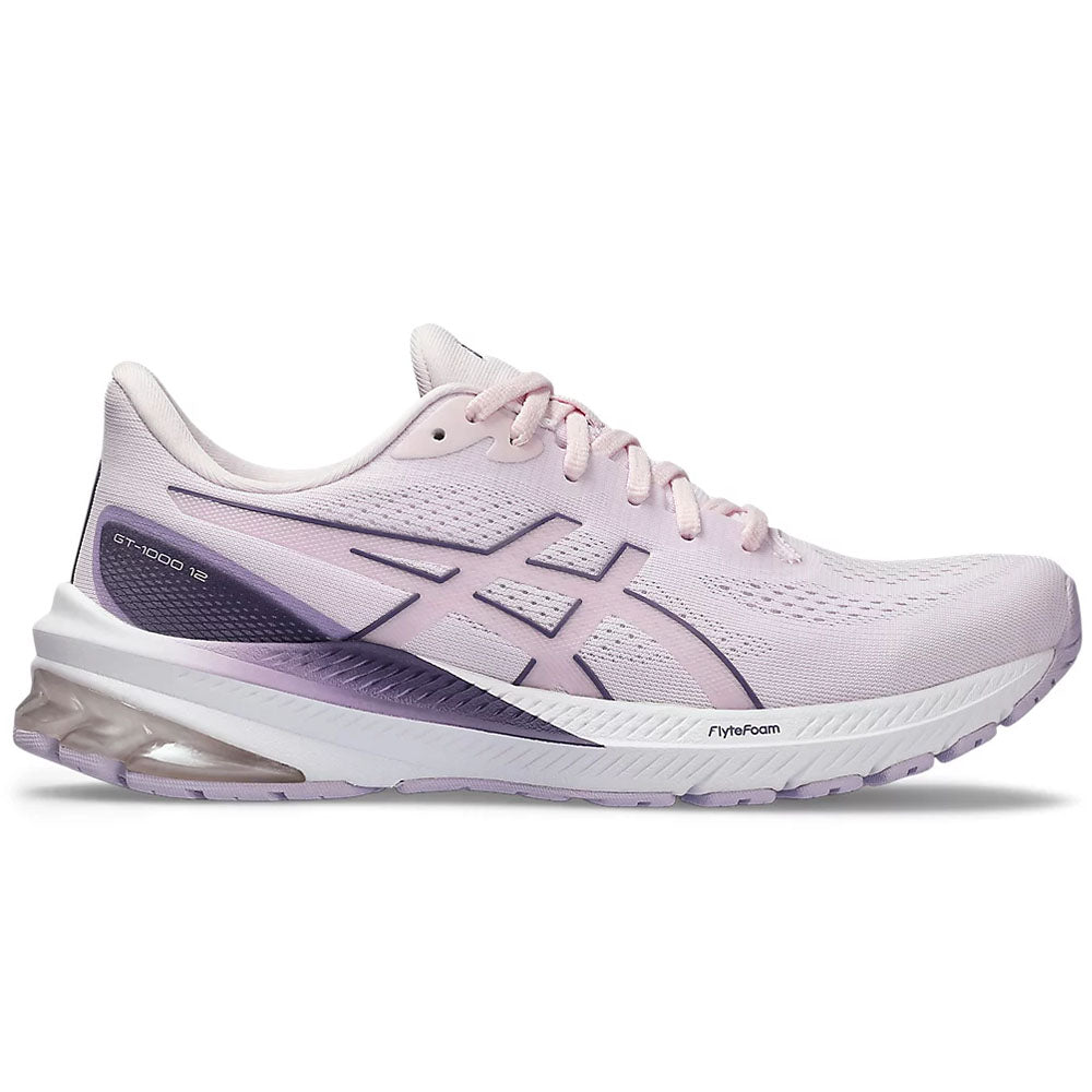 Side view on white background of Womens Asics GT-1000 running shoe in Cosmos/Dusty Purple, Medium (Regular) width