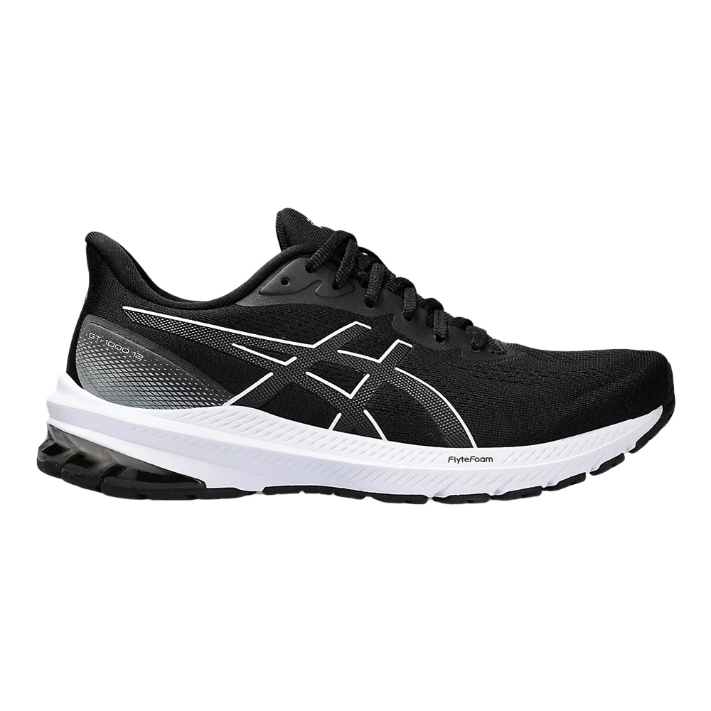 Women's ASICS GT-1000 12, Black/White, 7.5 B Medium