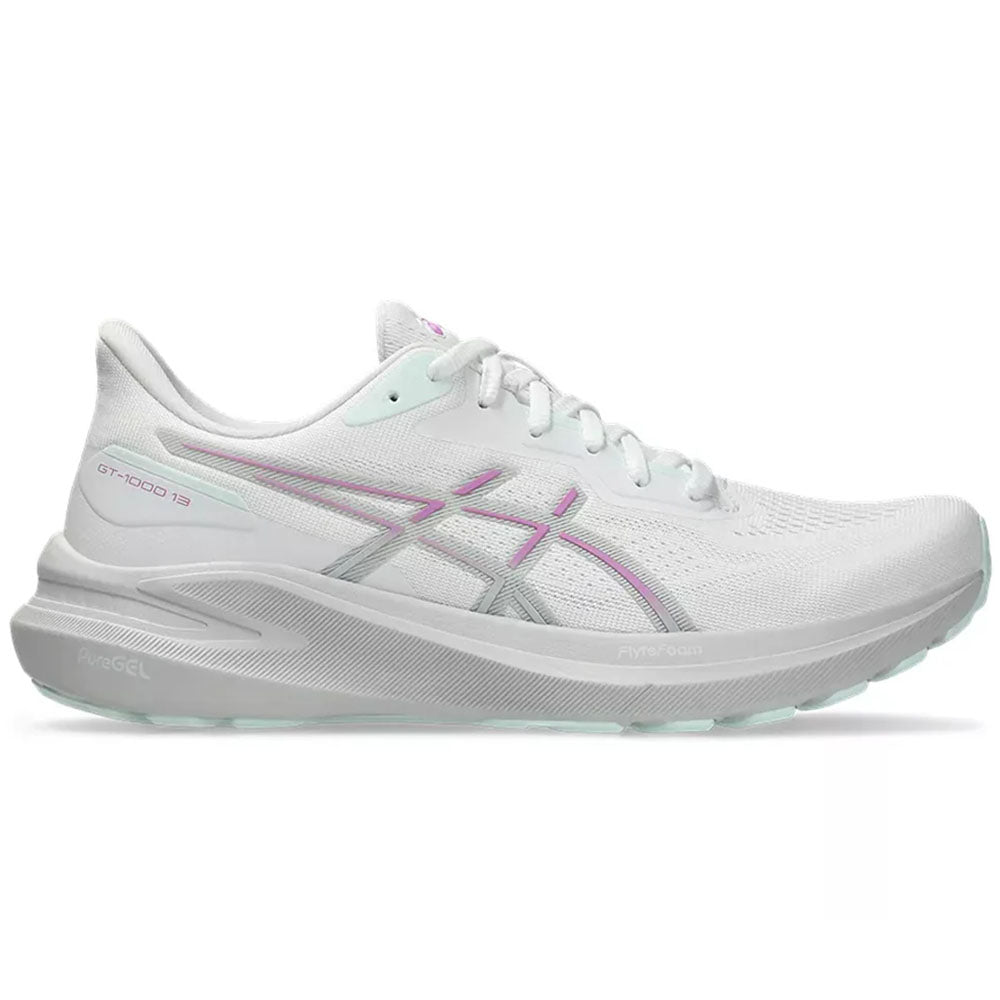 Women's Asics GT-1000 13, White/Lavender Glow, 10.5 B Medium