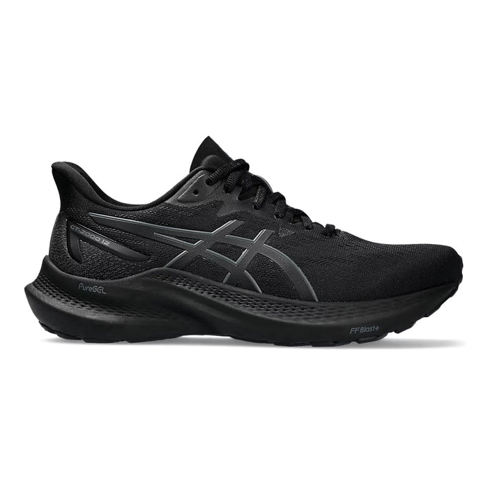 Women's Asics GT-2000 12, Black/Black, 6 D Wide