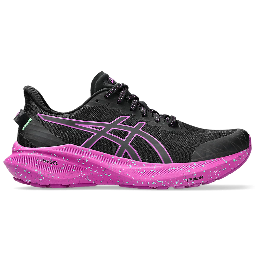 Side view on white background of Womens Asics GT-2000 running shoe in Lite-Show/Bold Magenta, Medium (Regular) width