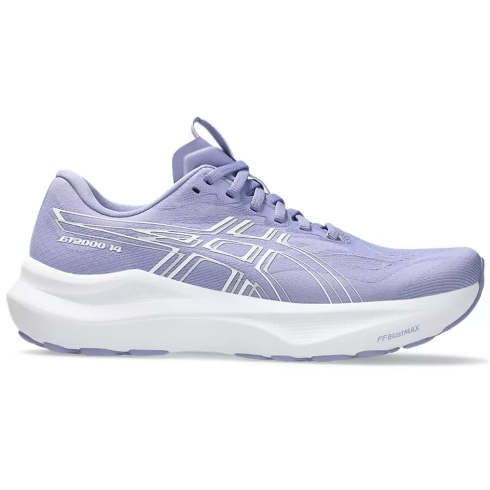 Side view on white background of Womens Asics GT-2000 running shoe in Bluebell/White, Medium (Regular) width