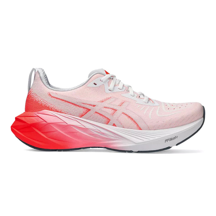 Women's Asics Novablast 4, White/Sunrise Red, 9.5 B Medium