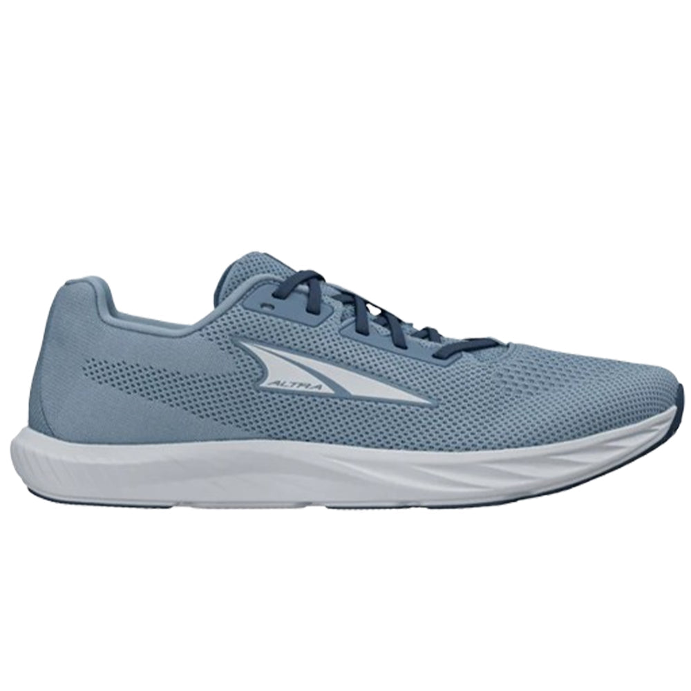 Side view on white background of Womens Altra Escalante running shoe in Dark Blue, Medium (Regular) width