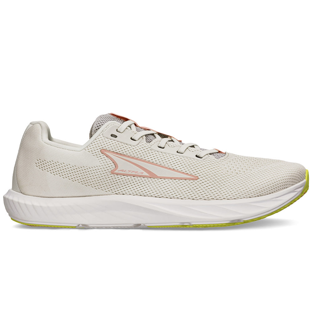 Side view on white background of Womens Altra Escalante running shoe in Light Gray, Medium (Regular) width
