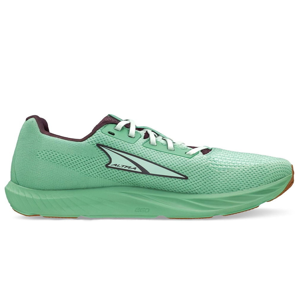 Side view on white background of Womens Altra Escalante running shoe in Mint, Medium (Regular) width