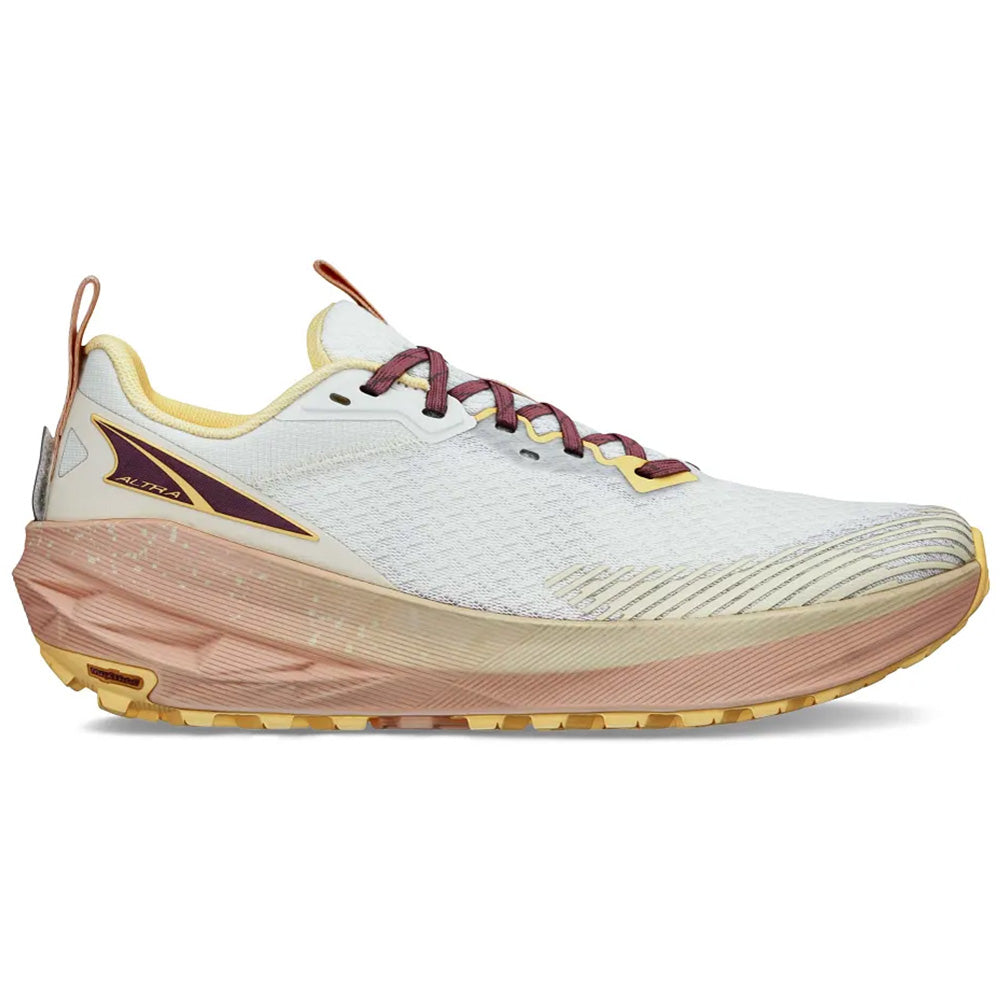 Side view on white background of Womens Altra Experience running shoe in White, Medium (Regular) width