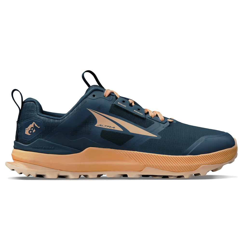 Women's Altra Lone Peak 8, Navy/Coral, 6.5 B Medium