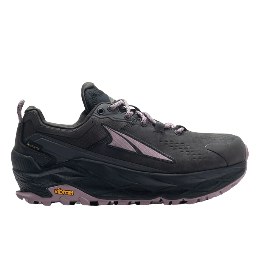 Women's Altra Olympus 5 Hike Low GTX, Gray/Black, 7 B Medium