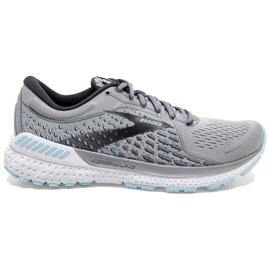Women's Brooks Adrenaline GTS 21, Oyster/Alloy/Light Blue, 6.5 B Medium