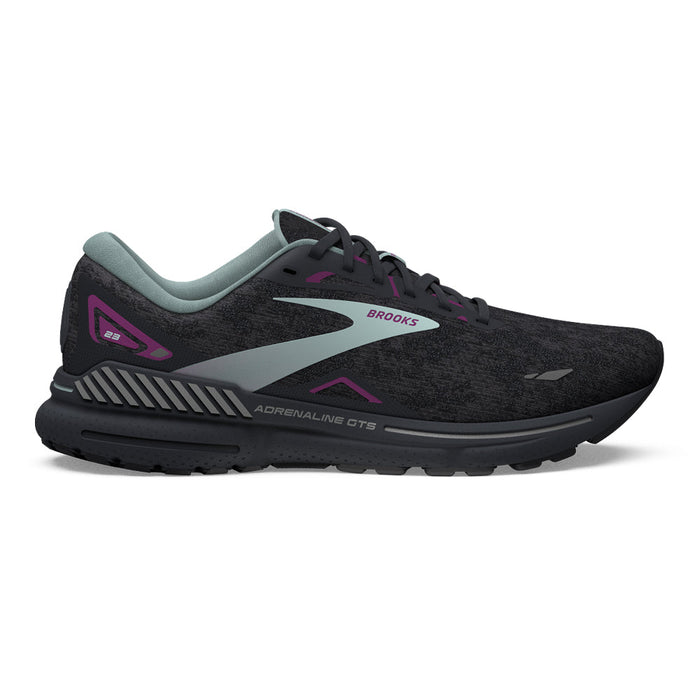 Women's Brooks Adrenaline GTS 23, Black/Light Blue/Purple, 6 D Wide