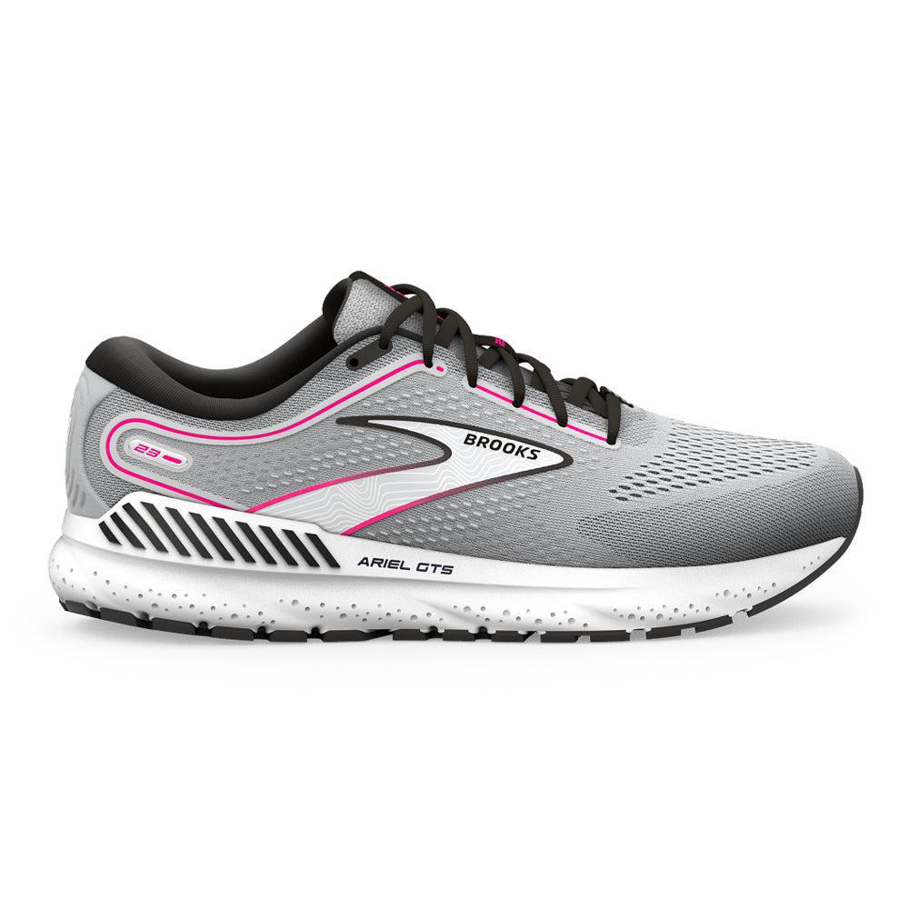 Women's Brooks Ariel GTS 23, Grey/Black/Pink, 9.5 2E Extra Wide