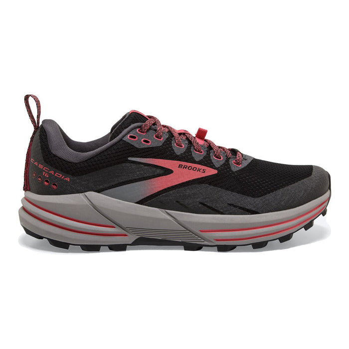 Women's Brooks Cascadia 16 GTX, Black/Blackened Pearl/Coral, 8.5 B Medium