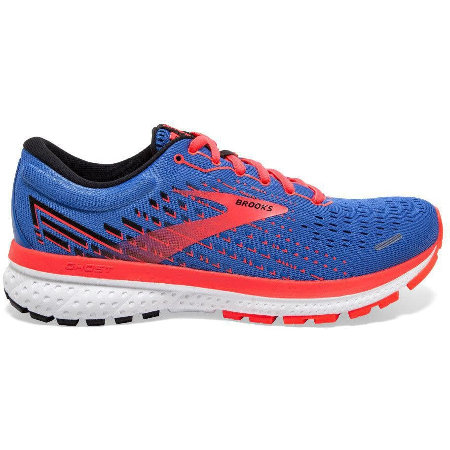 Women's Brooks Ghost 13, Blue/Coral/White, 9 B Medium