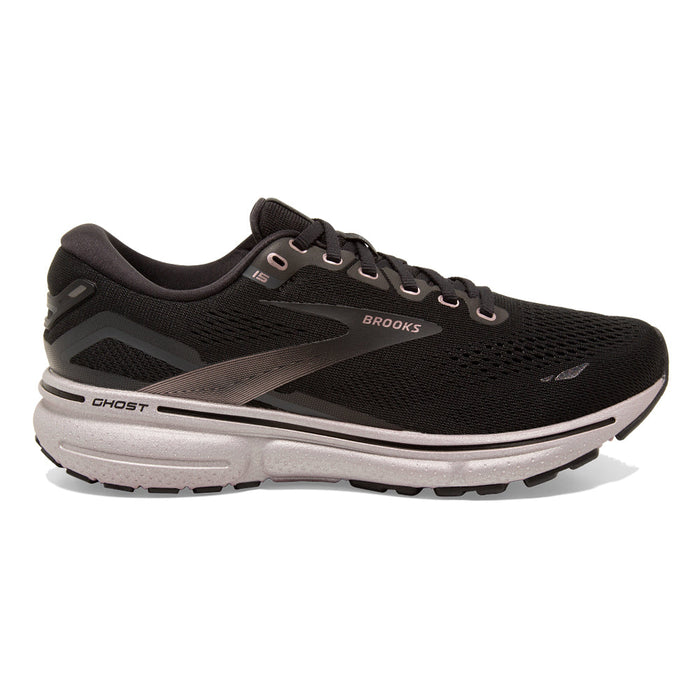 Women's Brooks Ghost 15, Black/RoseGold, 12 D Wide