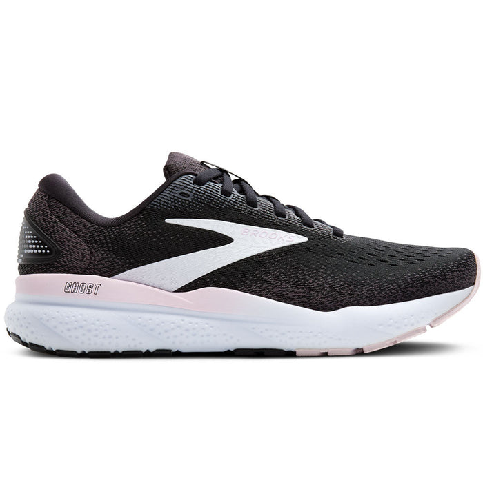 Women's Brooks Ghost 16, Black/White/Orchid Ice, 6.5 B Medium