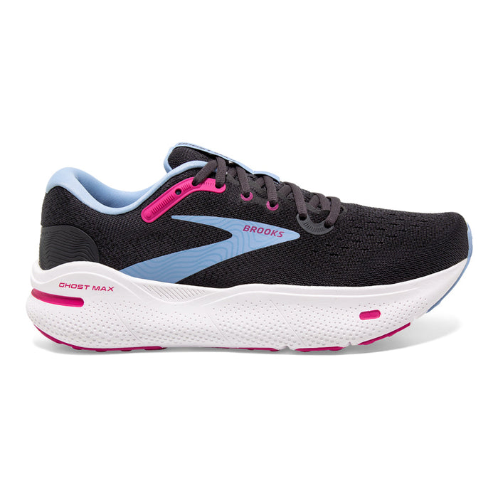 Women's Brooks Ghost Max, Ebony/Open Air/Lilac Rose, 8 D Wide
