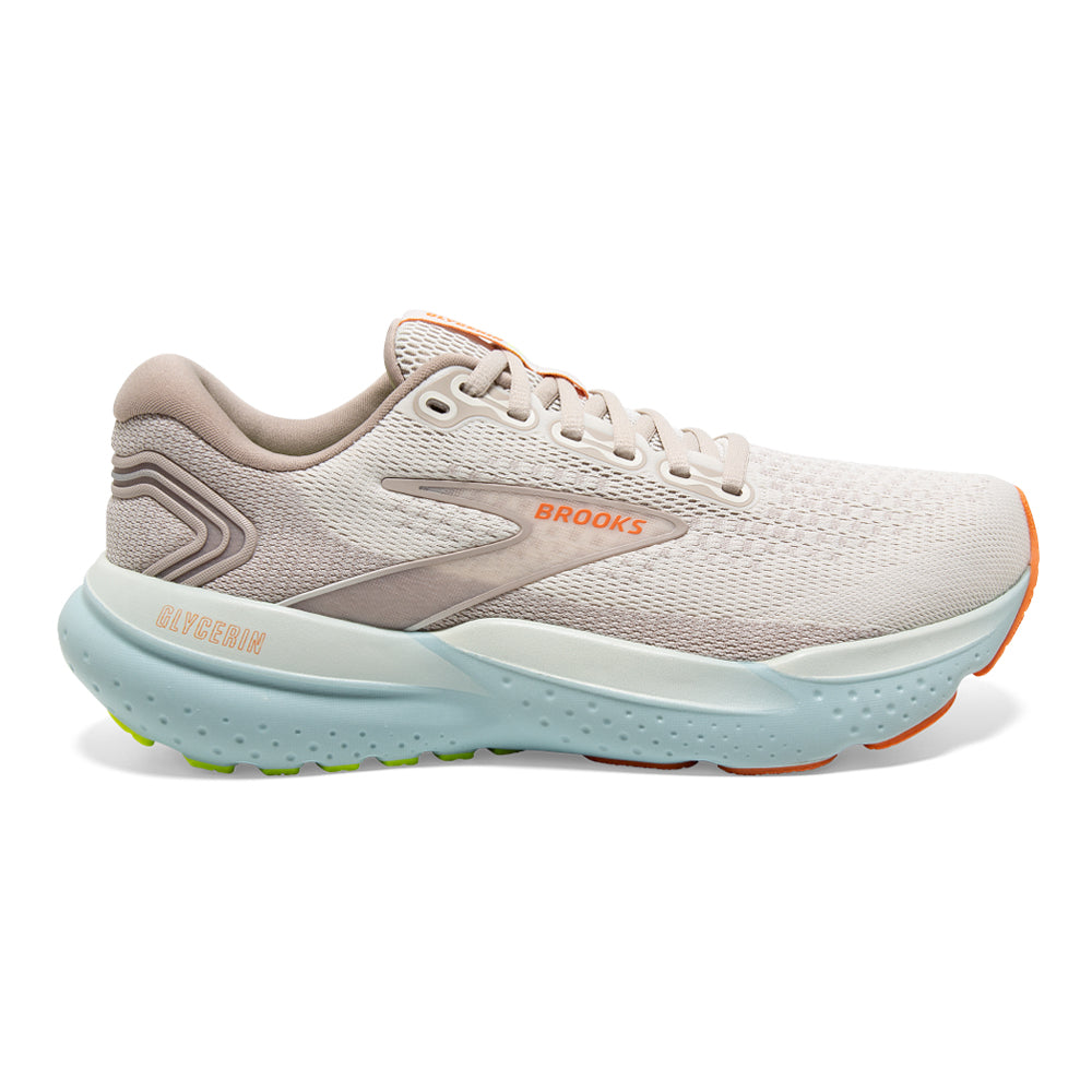Women's Brooks Glycerin 21, Coconut/Aqua/Autumn Sunset, 10.5 D Wide