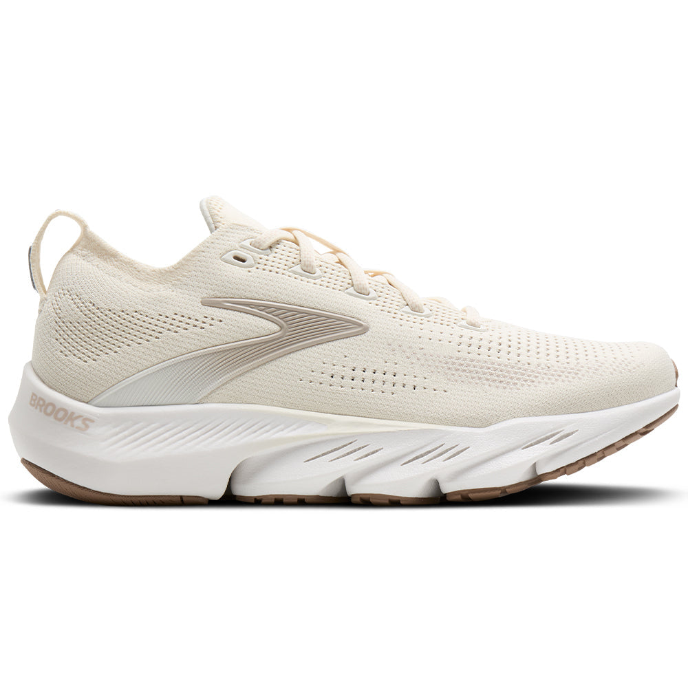 Side view on white background of Womens Brooks Glycerin running shoe in Coconut/Chateau/Portabella, Medium (Regular) width