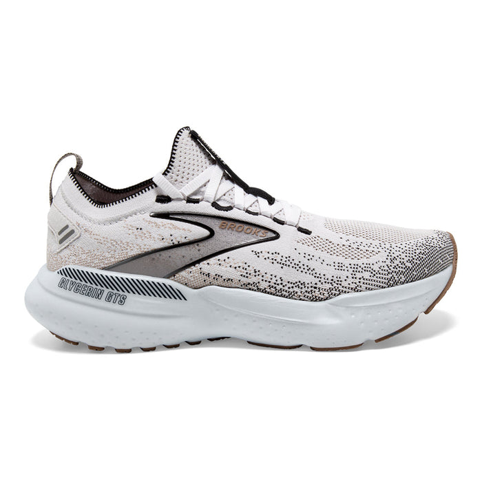 Women's Brooks Glycerin StealthFit GTS 21, White/Grey/Black, 6.5 B Medium