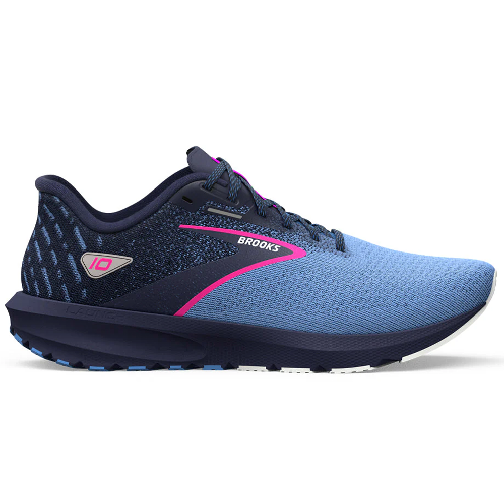 Women's Brooks Launch 10, Peacoat/Marina Blue/Pink Glo, 7 B Medium