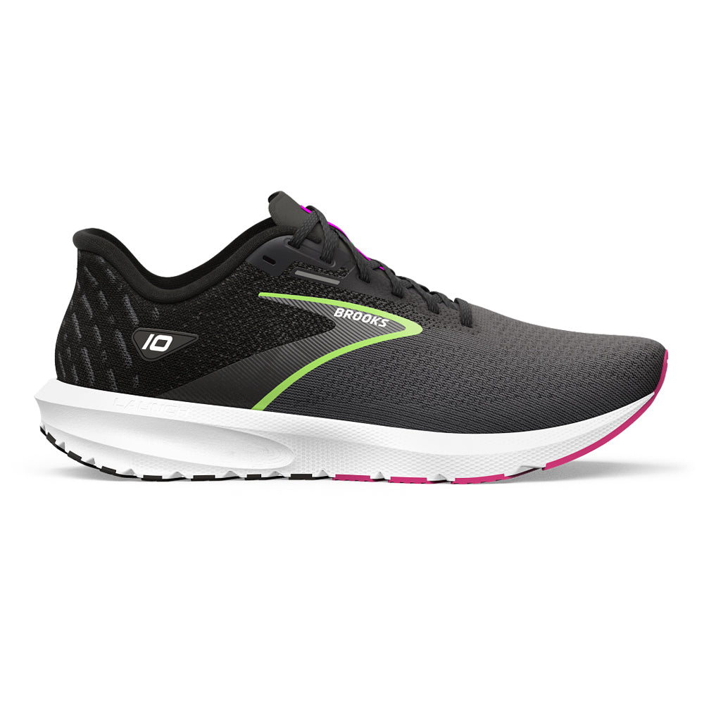 Women's Brooks Launch 10, Black/Blackened Pearl/Green, 11 B Medium