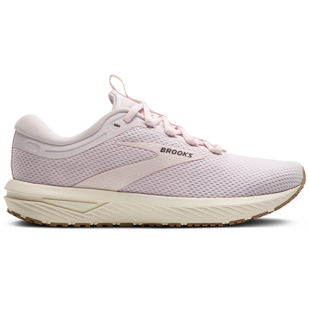 Side view on white background of Womens Brooks Revel running shoe in Orchid Ice/Thistle/Portabella, Medium (Regular) width