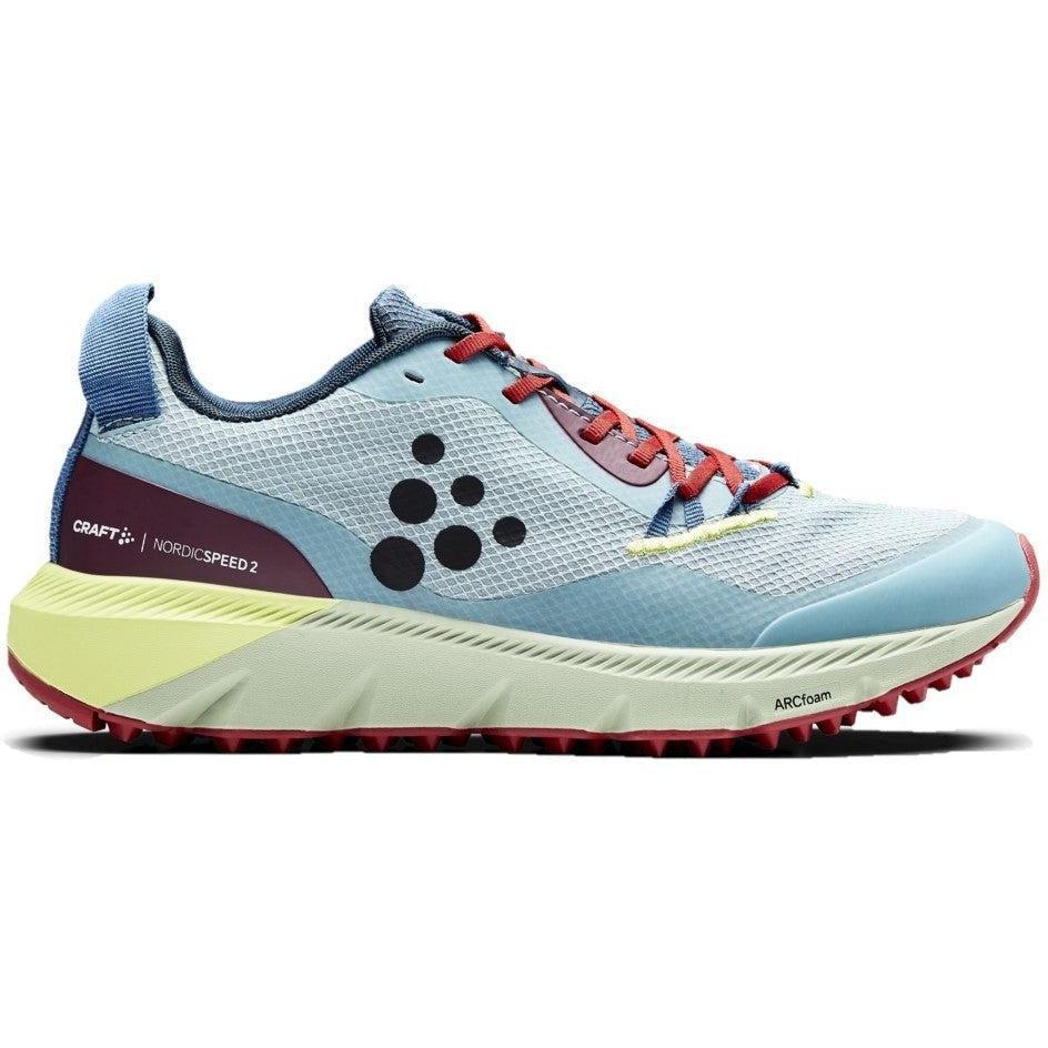 Side view on white background of Womens Craft ADV running shoe in Mint/Celadon, Medium (Regular) width