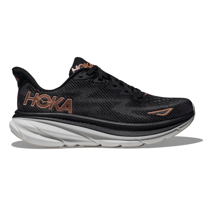 Women's Hoka One One Clifton 9, Black/Rose Gold, 5 B Medium