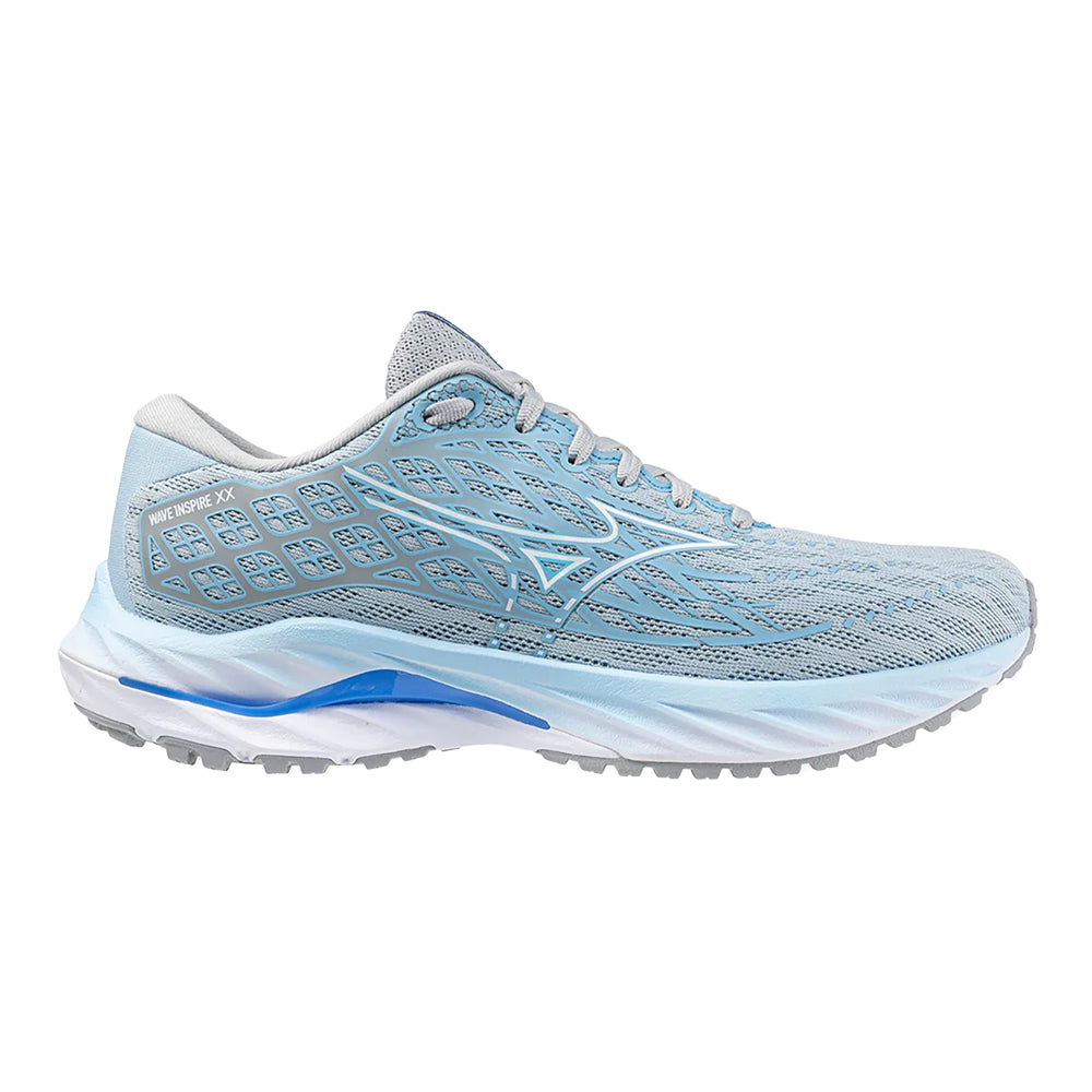 Women's Mizuno Wave Inspire 20, Cerulean/White, 7.5 D Wide