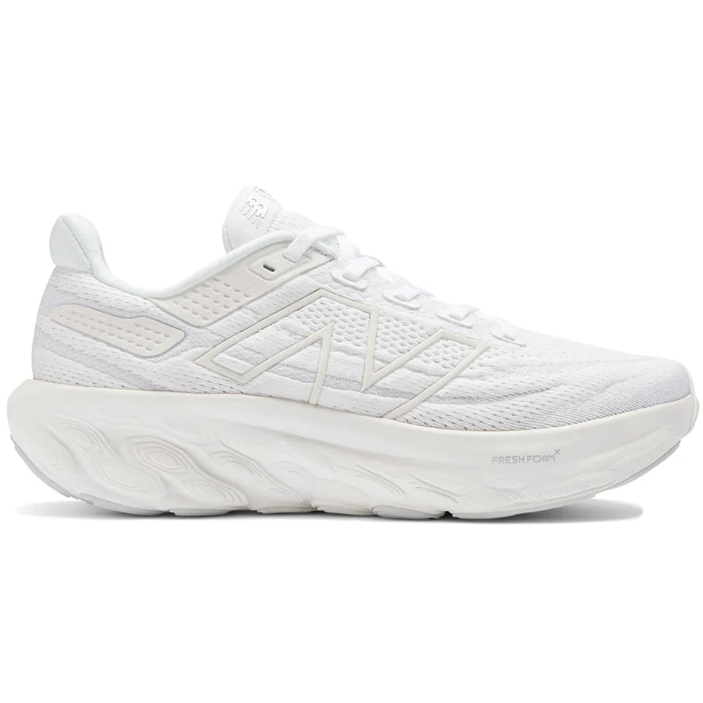 New Balance Fresh Foam X 1080v13 Womens running shoes in White/Silver Metallic - side view on white background