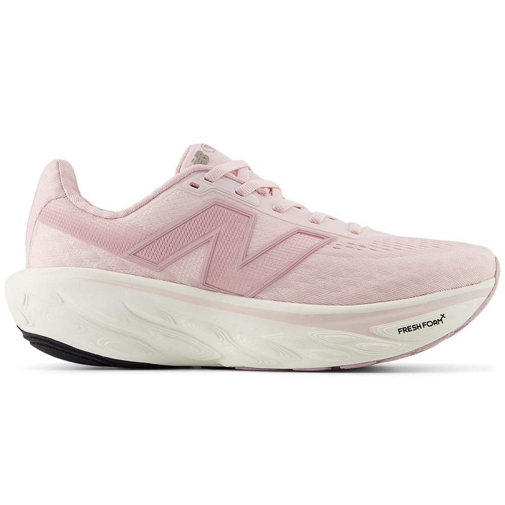Side view on white background of Womens New Balance Fresh Foam X 1080 running shoe in Rose Sugar/Twilight Haze/Sea Salt/Arid Stone, Medium (Regular) width
