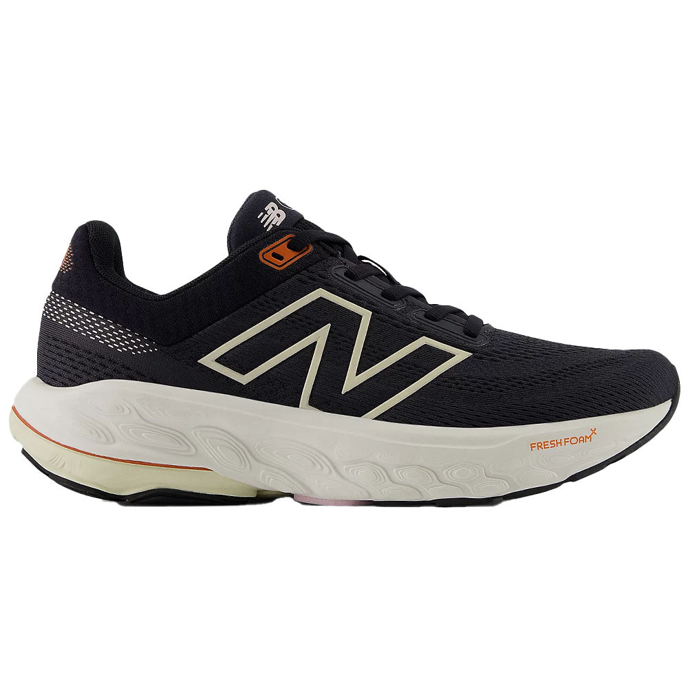 Side view on white background of Womens New Balance Fresh Foam X 860v14 running shoe in Phantom/Calcium/Black, Wide width