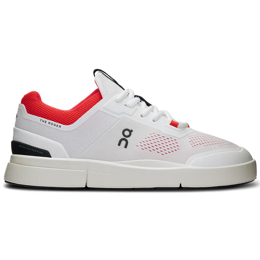 Side view on white background of Womens On The Roger running shoe in Undyed/Spice, Medium (Regular) width