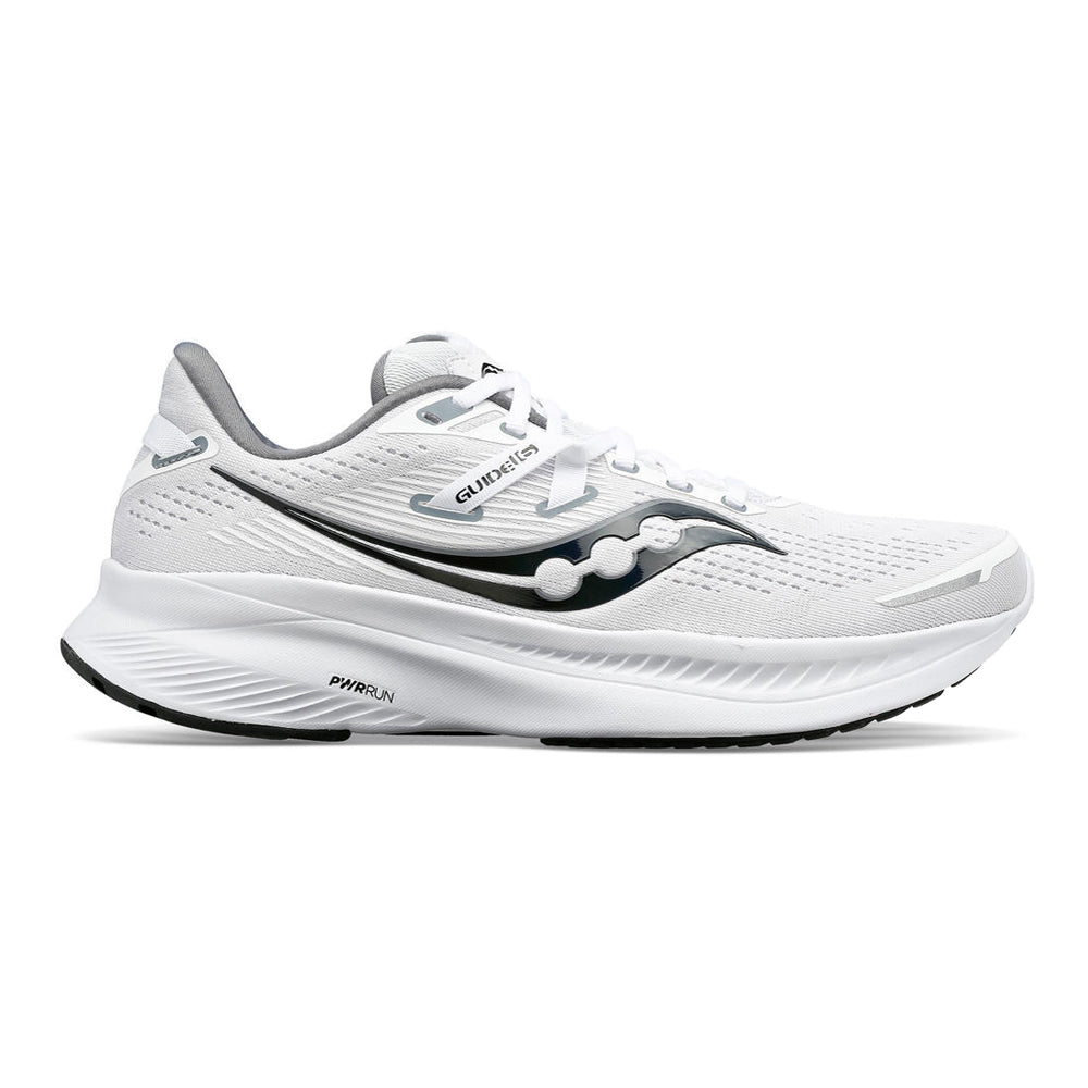 Women's Saucony Guide 16, White/Black, 8 B Medium