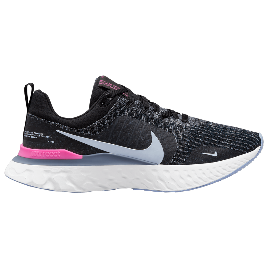 Men's Nike React Infinity Run Flyknit 3, Black/Football Grey, 10.5 D Medium