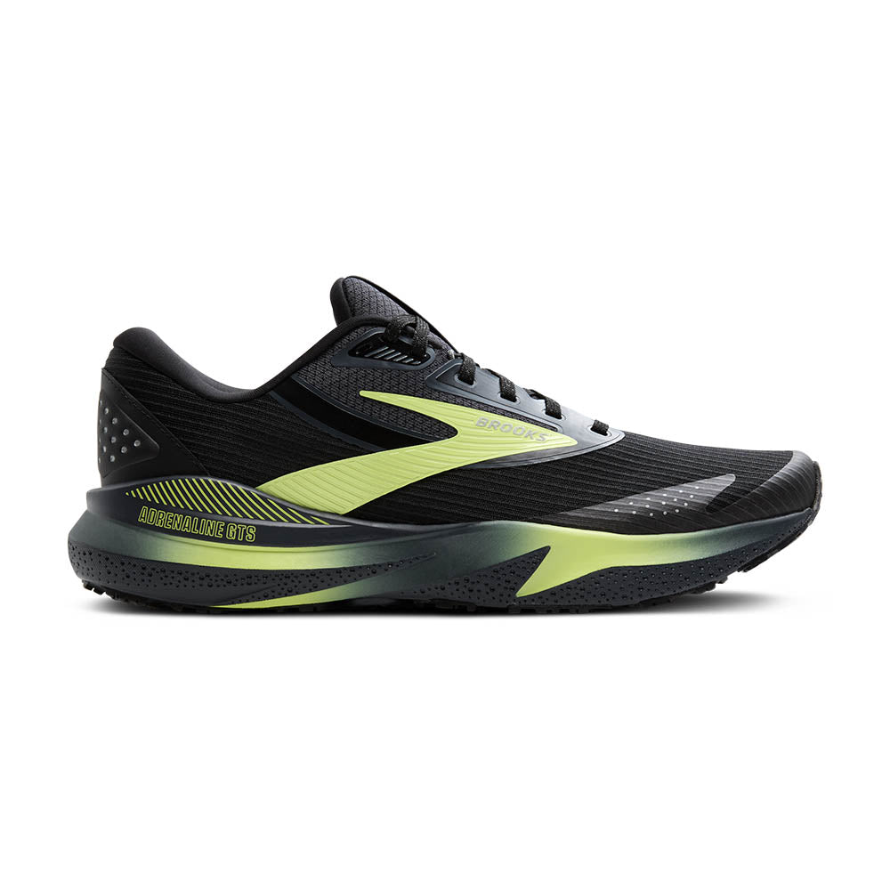 Men's Brooks Adrenaline GTS 24 Weatherized, Black/Ebony/New Yellow, 11 D Medium