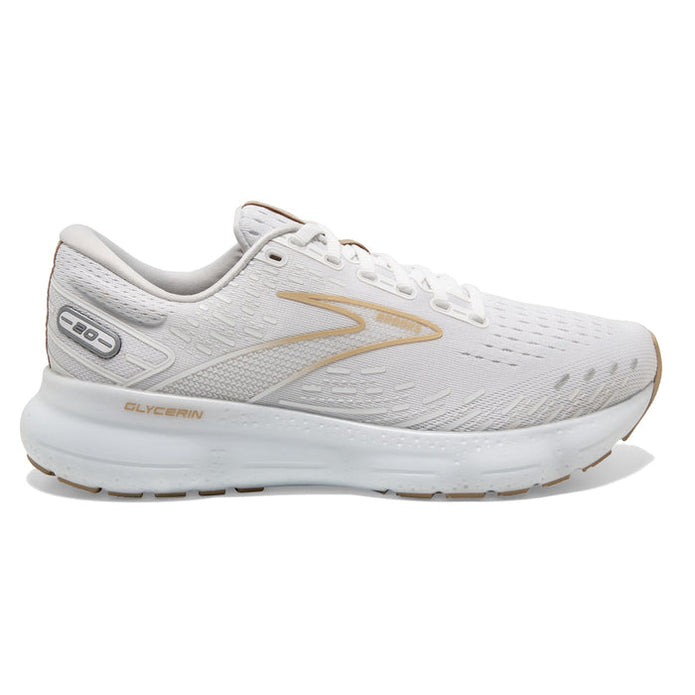 Men's Brooks Glycerin 20, White/Khaki, 15 D Medium