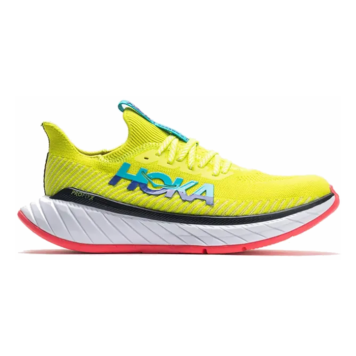 Women's Hoka One One Carbon X 3, Evening Primrose/Scuba Blue, 9 B Medium