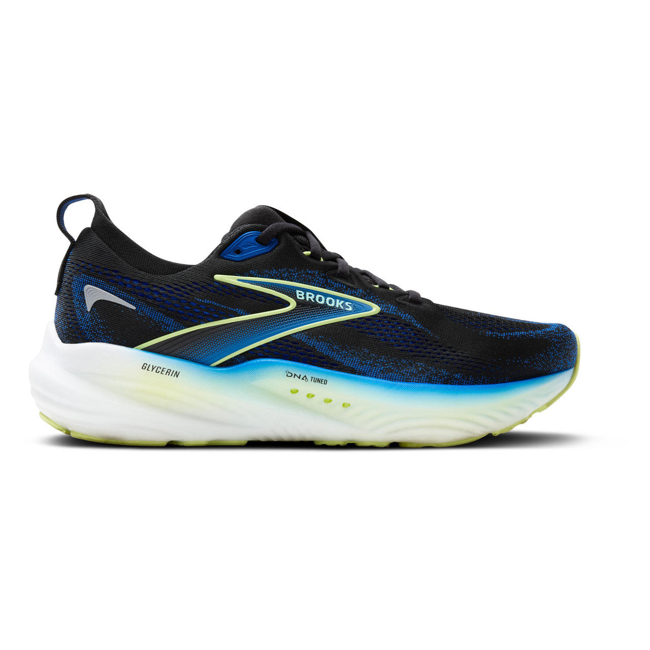 Men's Brooks Glycerin 22, Black/Cobalt/Neo Yellow, 12 D Medium