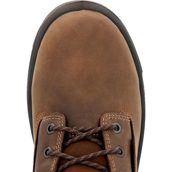 Side view on white background of Mens Georgia Boot OT 6" running shoe in Brown, Medium (Regular) width