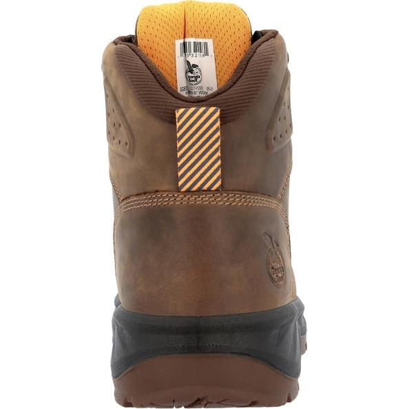 Side view on white background of Mens Georgia Boot OT 6" running shoe in Brown, Medium (Regular) width