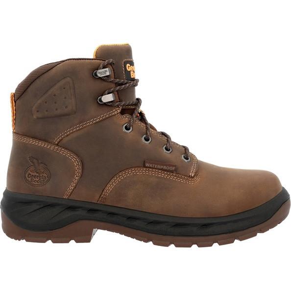 Side view on white background of Mens Georgia Boot OT 6" running shoe in Brown, Wide width